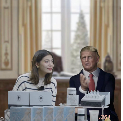 “特朗普”沖進(jìn)直播間 為蔻之初面膜站臺(tái)(圖1)